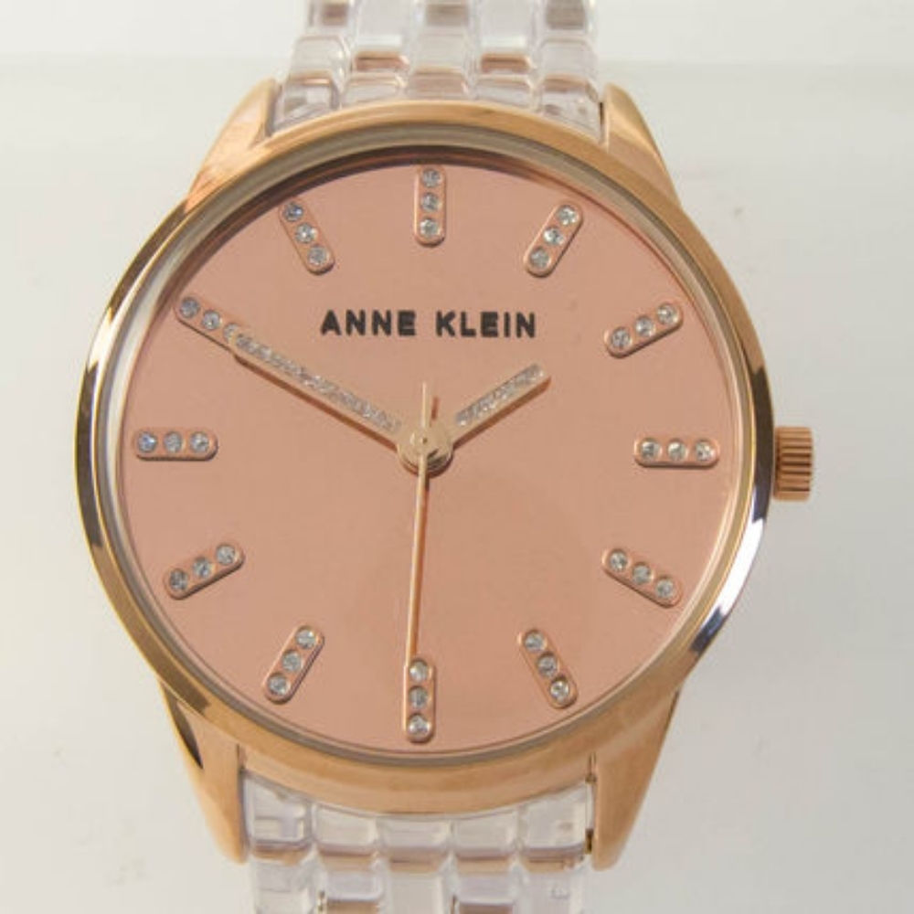 ANNE KLEIN Clear Resin and Peach Face Ladies Watch